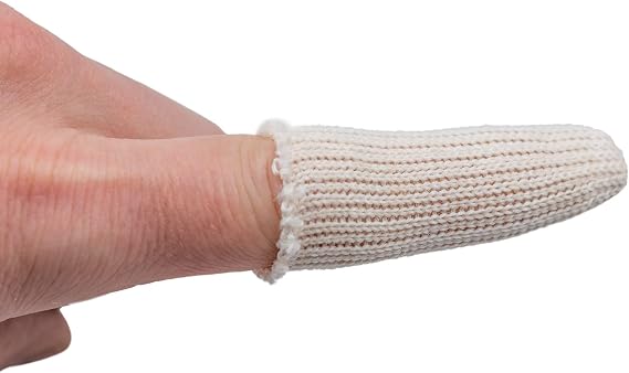 Cotton Finger Guards Fingertip Sleeve, Thumb Protector, Covers Fingertip Used for Crafting Breathable Cotton with Elastic Blend 20 Count