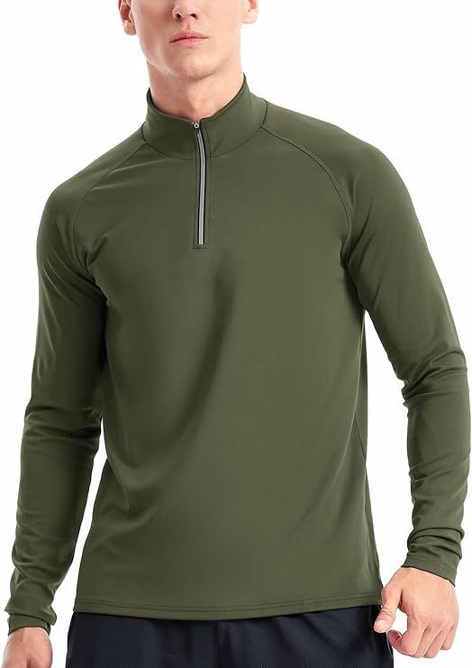 Zengjo 1/4 Zip Pullover Mens Running Shirt Long Sleeve