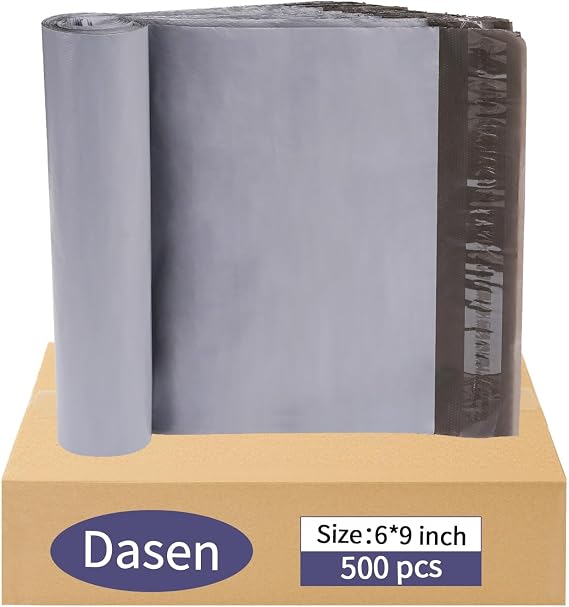 Dasen 500pc Poly Mailers 6x9 Inches,Shipping Envelopes Self Seal Mailers Bags Waterproof and Tear-Proof Packaging Bags, Shipping Bags for Clothing