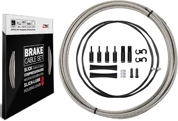 CNC Mountain Bike Brake Cable Kit,Bicycle Brake Cable Housing Coated Braided & Teflon Inner line For MTB(Black/Gold/Silver/Titanium silver)