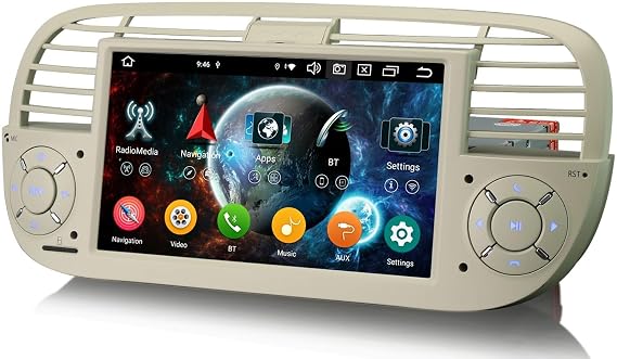 Android 16 Car Stereo Head Unit for Fiat 500 500C 500S 500E Sat Nav Carplay | Android Auto DSP Bluetooth 5.0 Wifi 4G DAB+ 8-Core 4GB RAM+64GB ROM