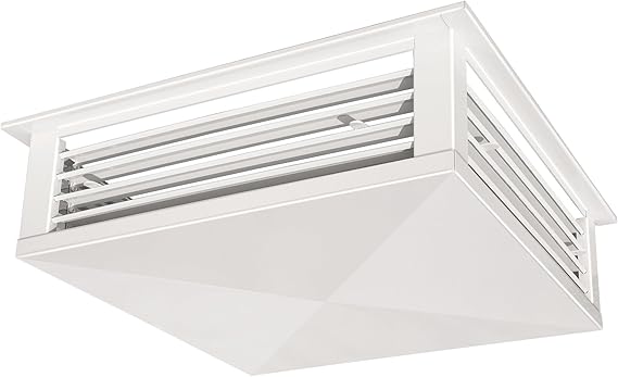 GSW 18 White Powder Coated 4-Way Adjustable Metal Diffuser for Evaporative/Swamp Cooler, 20 Mounting Edge (18"x18"x6")