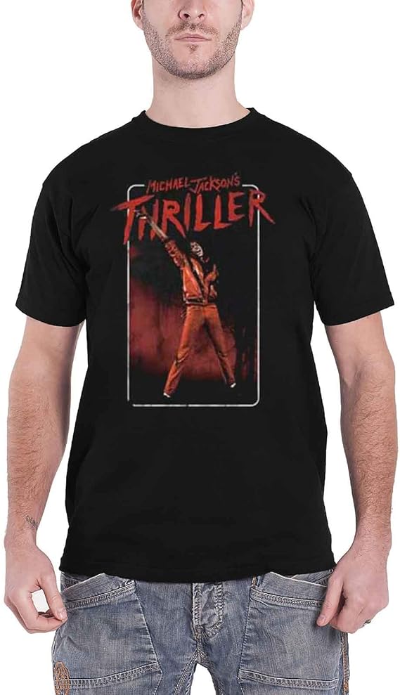 Michael Jackson T Shirt Thriller White Red Suit Logo Official Mens Black