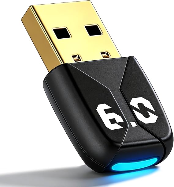 Bluetooth Adapter USB for PC Bluetooth 6.0 USB Dongle for Windows 11/10/8.1 USB Bluetooth Adapter Long Range Low Latency Bluetooth Stick Connects up to 5 Devices such as Mouse Keyboard