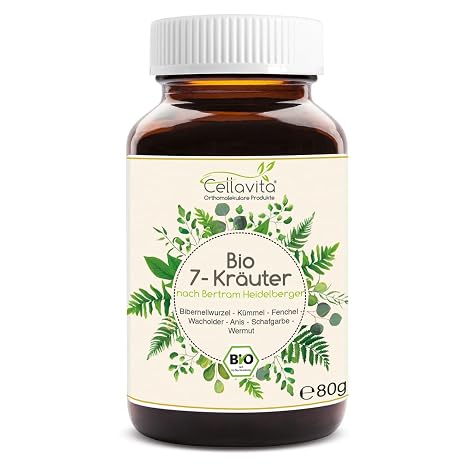 Cellavita Organic 7 Herbs According to Bertram Heidelberg Original Formula Organic Quality with Fennel & Anise Natural Bitter Substances (80 g)