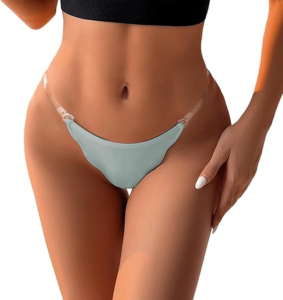 Sexy Underwear for Women Cotton Low-Rise String Seamless Bikini Panties No Show Solid Color Comfort Bikini Underwear