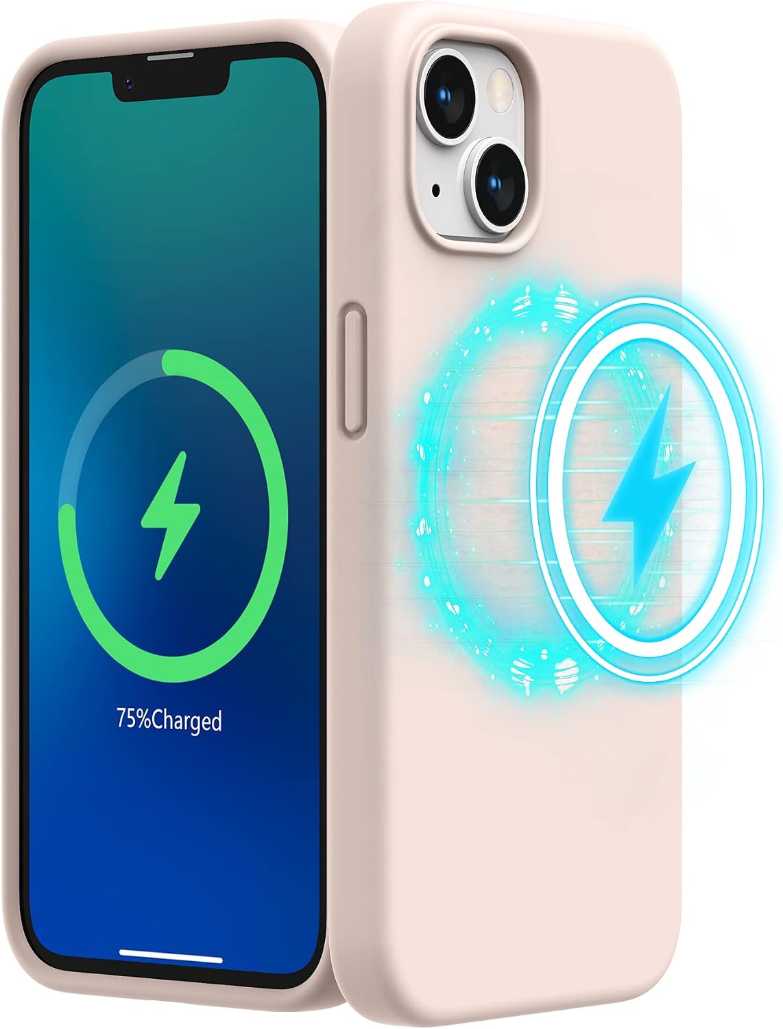 SURPHY Magnetic Case Designed for iPhone 13 Case Compatible with MagSafe 6.1 inch 2021 Release, Liquid Silicone Phone Case with Microfiber Lining Light Pink