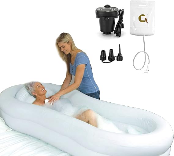 Inflatable Bathtub Shower System, Inflatable Adult Bath Tub with Bath Kit and Air Pump for The Elderly, Disabled, Seniors (Color : White)