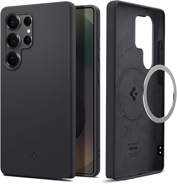 Spigen Silicone Fit MagFit Designed for Galaxy S25 Ultra Case [Qi2 Certified/Magnet for Galaxy] (2025) - Black