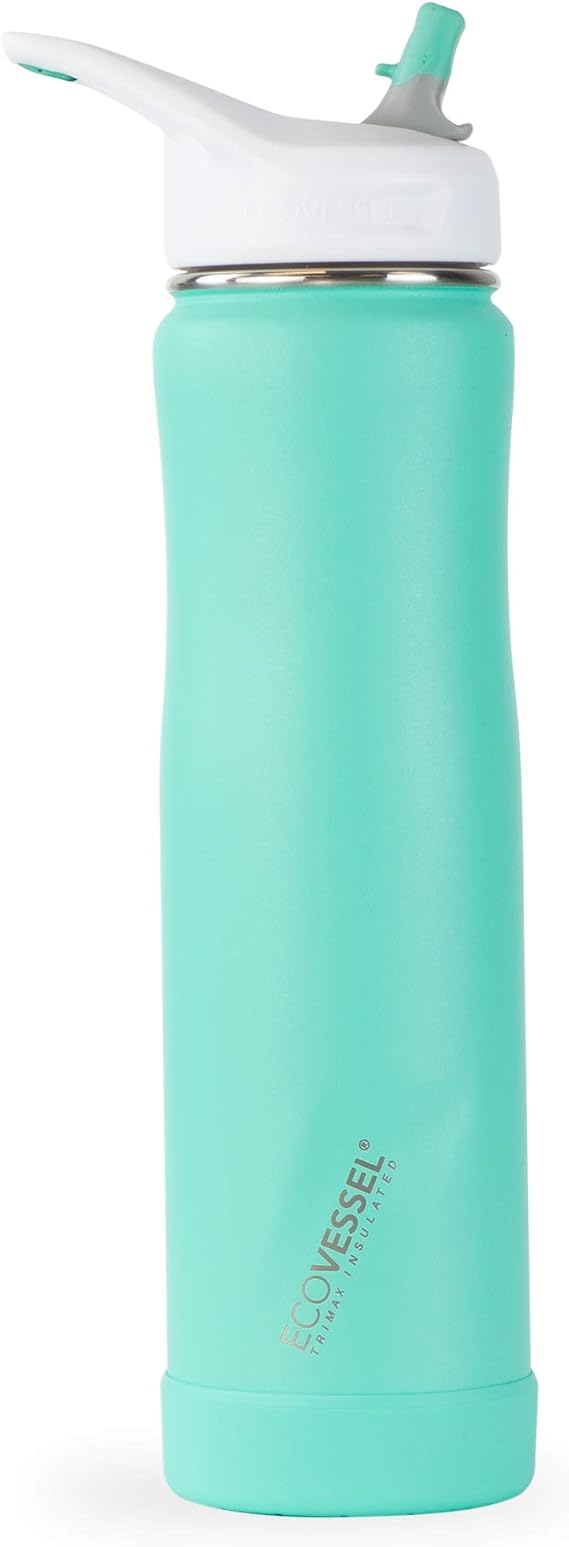 EcoVessel Summit-24oz/709ml Triple Insulated Stainless Steel Hot or Cold Drinking Bottle, Aqua Breeze, 24 oz