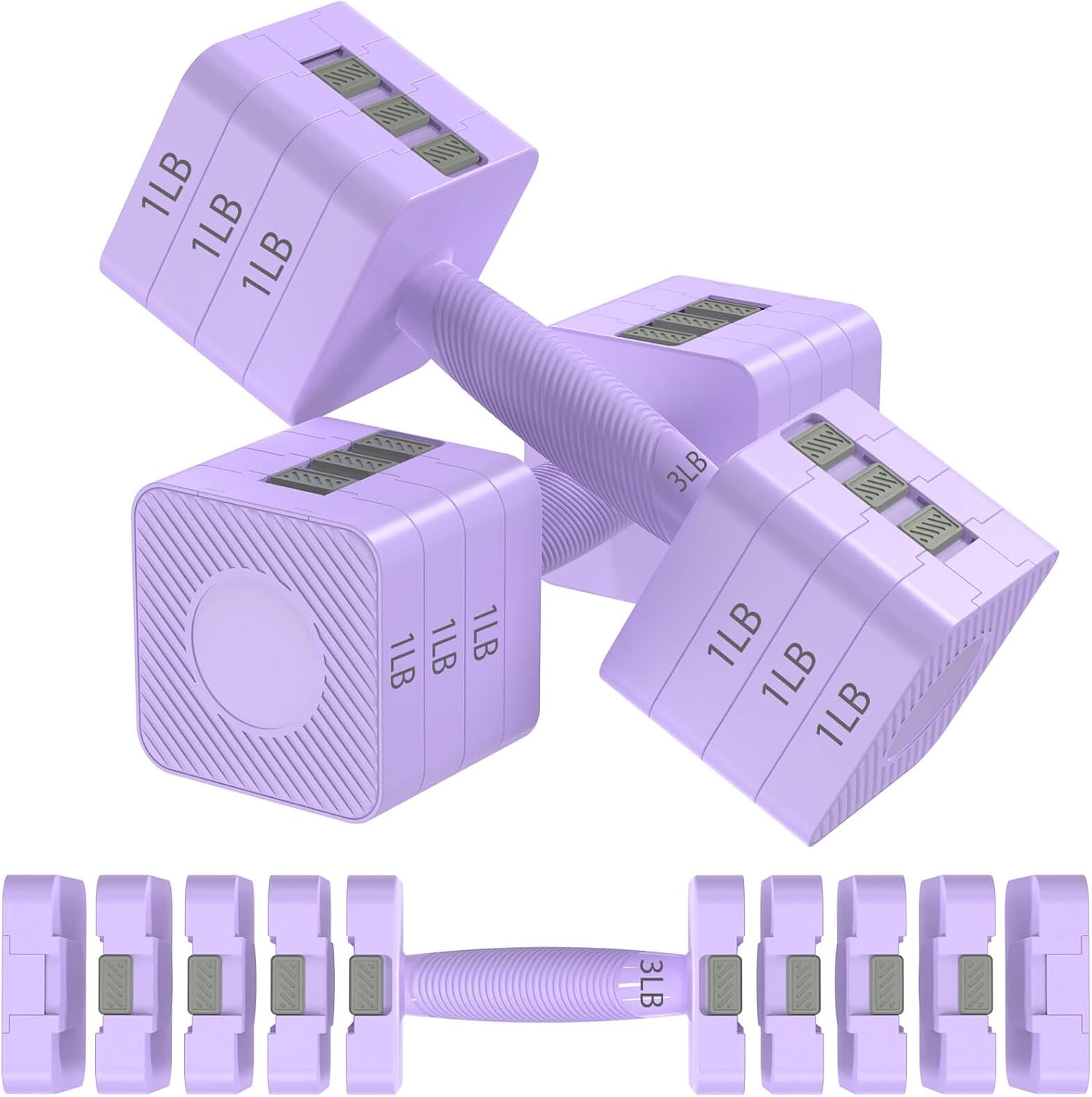 22LBS Adjustable Dumbbells Set, Hand Weights Sets with 5 Levels 3lb, 5lb, 7lb, 9lb, 11lb, Adjustable Weight Dumbbells for WomenMen Home Gym Full Body Workout