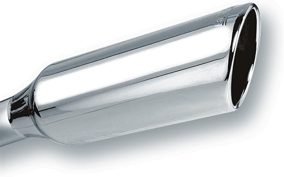 BORLA 20246 Exhaust Tip 3" Inlet - 4" Single Round Rolled-Edge Angle-Cut Outlet - 12" Long Tip. Weld On Mounting Method.