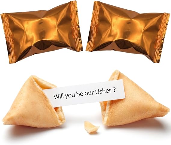 2 Pack Will You Be Our Usher Proposal Fortune Cookies | Unique Usher Gifts & Wedding Favours | Wedding Planning Accessories | Vegan, UK Baked | Colour Coded Wrapper | Usher Proposal Gift Idea