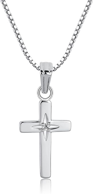 Cherished Moments .925 Sterling Silver Cross Necklace with Diamond Accent