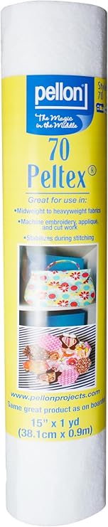 Peltex Ultra-Firm Sew-in Stabilizer 15" x 1 Yard, White Extra-Firm Interfacing for Bags, Hats, Fabric Boxes, Home Decor & Craft Projects