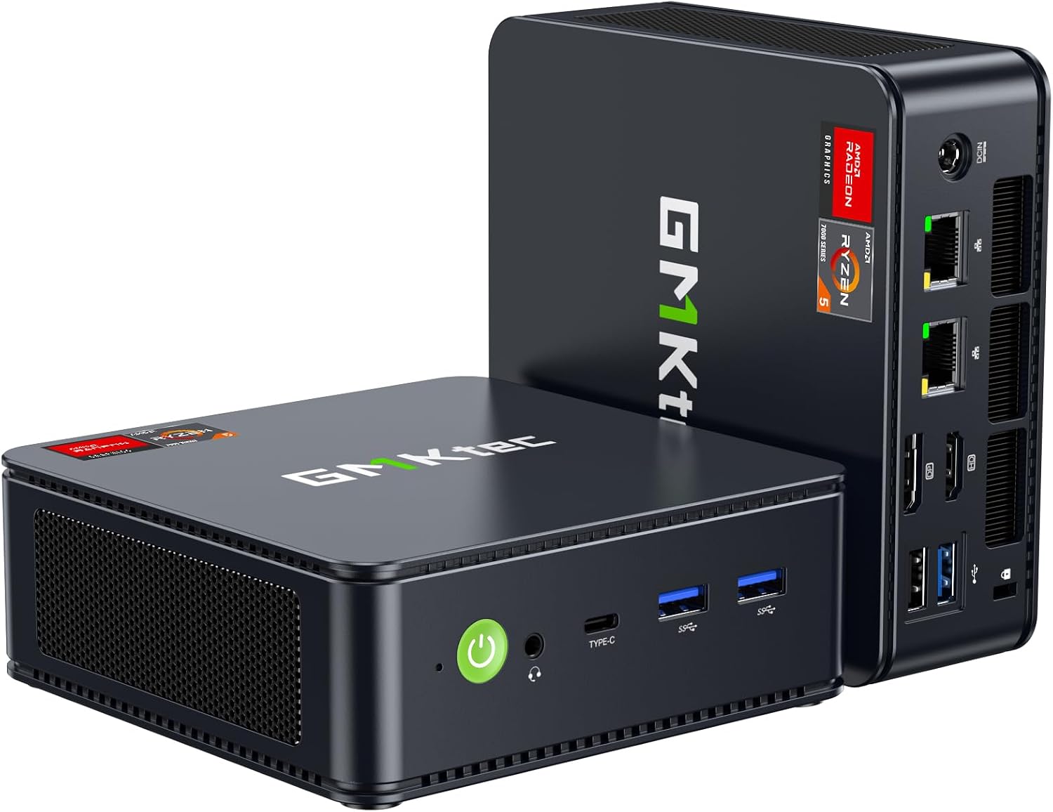 Mini PC, Ryzen 7 7730U, faster than 5825U, GMKtec M5 Ultra mini PC, 64GB DDR4  16TB M.2 SSD expandable, up to 4.5 GHz, Win11 Pro, Mini PC, 2.5G, Wired LAN Port, 4K3 Screen Output, HDMI 2.1DPType-C Small PC, Quiet Design, USB 3.2 x 3 Nucbox M5 Ultra 161TB Black