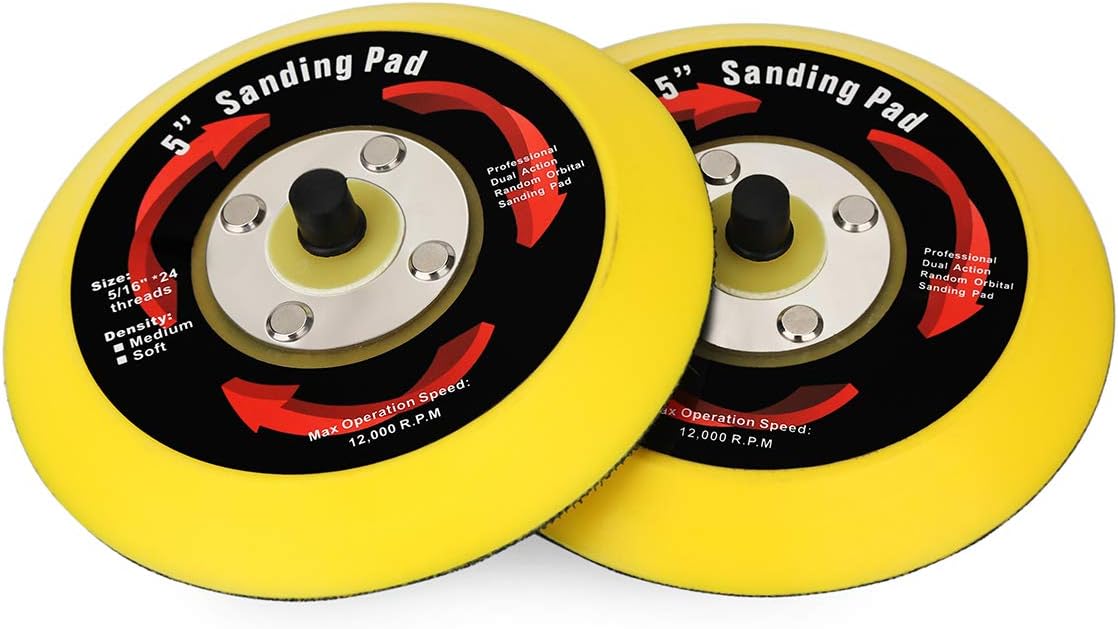 Ouya 2PCS 5 Inch 125mm 516-24 Thread PU Hook&Loop Backer Backing Pad for Air Sander and Dual Action Car Polisher 5 Inch Thicken