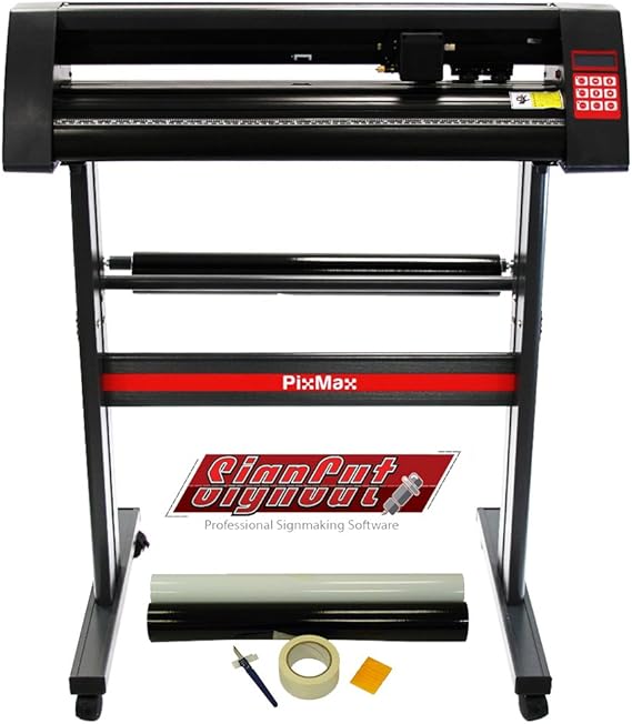 PixMax Vinyl Cutter Plotter Machine 28", SignCut Pro Design Software &amp; Weeding Pack, Black