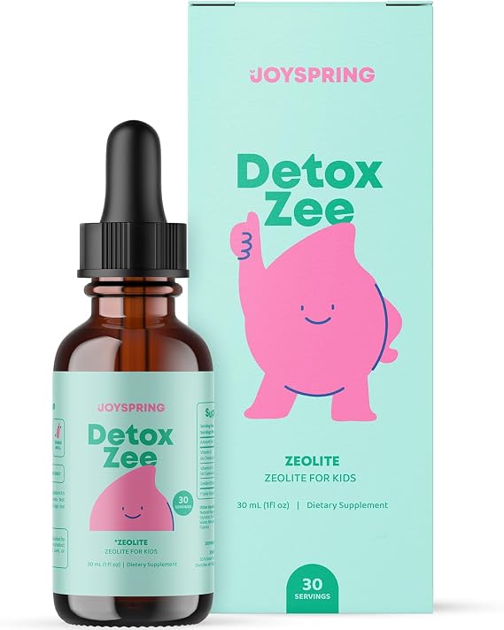 JoySpring DetoxZee Kids Metal Detox Zeolite Drops, 30 Servings, 3+ | Clinoptilolite mineral with Vitamin D3 and B12, supports gut and daily wellness, sugar-free, no pills, mixes into any drink