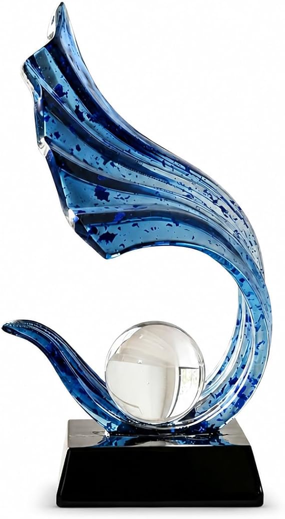 AWNR Blue Abstract Sculpture, Adornos para Sala Modernos Room Decor Aesthetic, Mens Room Decor for Tabletop, Bookshelf, Office Desk, Living Room