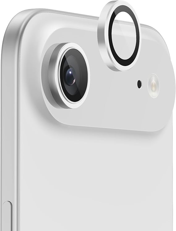 FLOLAB NanoArmour for iPhone 17 Air Camera Lens Protector Durable, Tempered Glass Camera Cover, Aluminum Camera Ring, Anti Reflective TruColors Ultra Clear, and Easy to Install - Silver