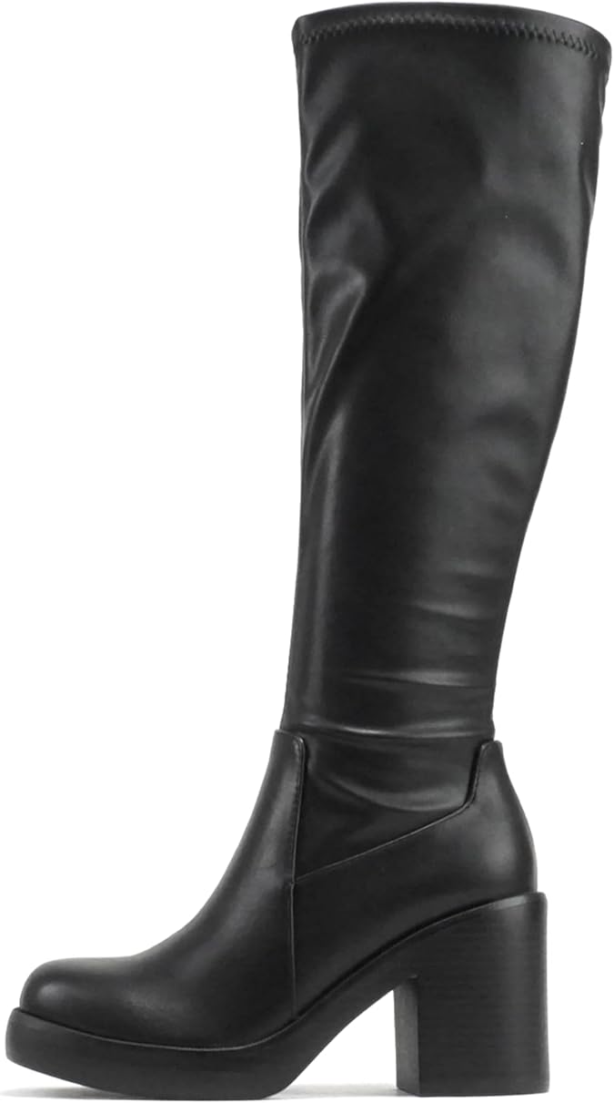Soda Sonia ~ Women Knee High Chunky Block Heel Platform Boots