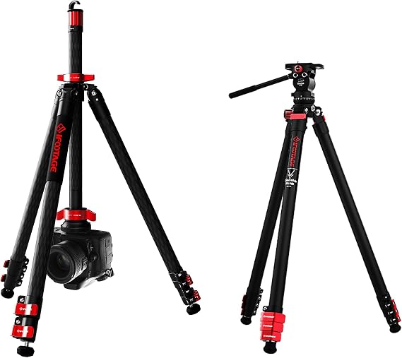 IFOOTAGE 65 "Carbon Fiber Video Tripod and Tripod kit, Professional Camera Tripod 3 Section with Center bar, Portable Travel Tripod kit, Compatible with Canon, Nikon, Sony DSLR Video Camera Antelopes