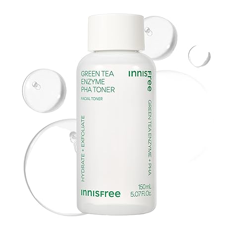 innisfree Green Tea Enzyme PHA Toner | Hydrating Korean Exfoliating Essence with Hyaluronic Acid for Smooth, Glowing Skin | Suitable for Sensitive Skin, 5.07 Fl Oz