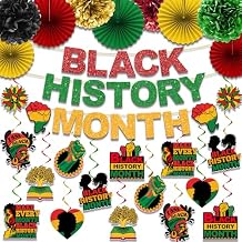 Black History Month Decorations, NO-DIY Black History Decorations Include 1pc Black History Month Banner, Paper Pompoms and Black History Month Hanging Swirls, Black History Month Decorations for Classroom
