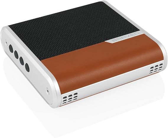 BRAVEN Bridge Bluetooth Speaker and Conferencing Device [12 Hours Playtime] 2600 mAh Power Bank- Black/Light Brown/Silver