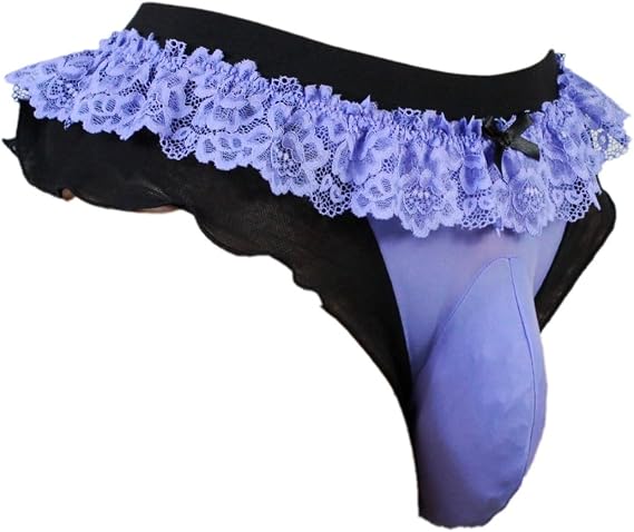 aishani Men's Lace Thong Underwear Bikini Briefs Panties Stitched Comfy Pouch