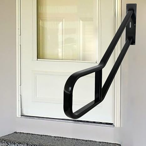 Wall Mount Handrail Grab Bar Rail for Outdoor Garage Steps, Black