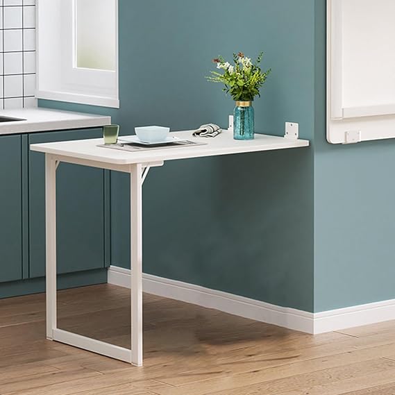 Modern Wall-Mounted Folding Drop-Leaf Table - Computer Workstation for Small Spaces