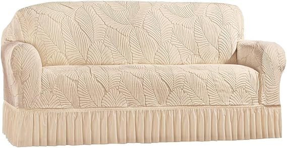 Collections Etc Textured Leaf Design Ruffled Skirt Slipcover