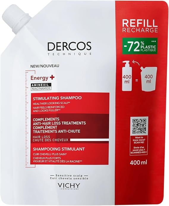 VICHY Dercos Energy+ Dökülme Karşıtı Şampuan Yeniden Dolum Paketi 400 ml