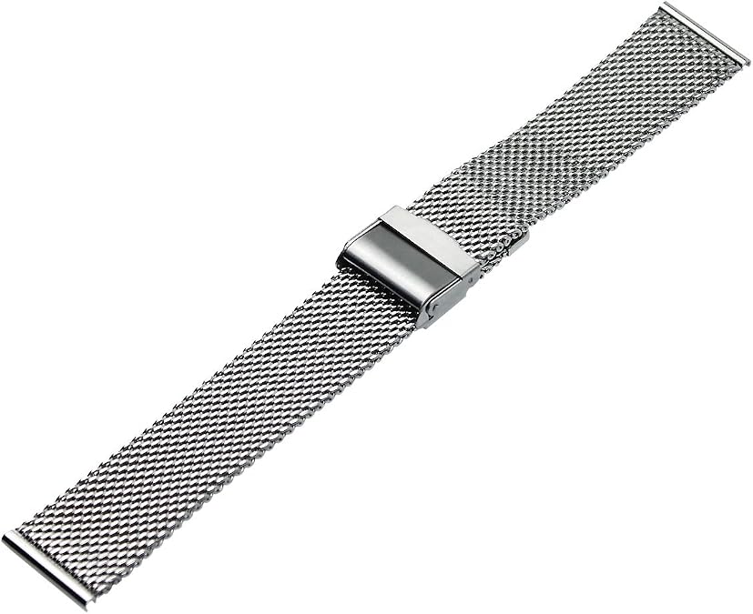 RECHERE Mesh Stainless Steel Bracelet Wrist Watch Band Strap Interlock Safety Clasp Silver 18 20 22 24mm