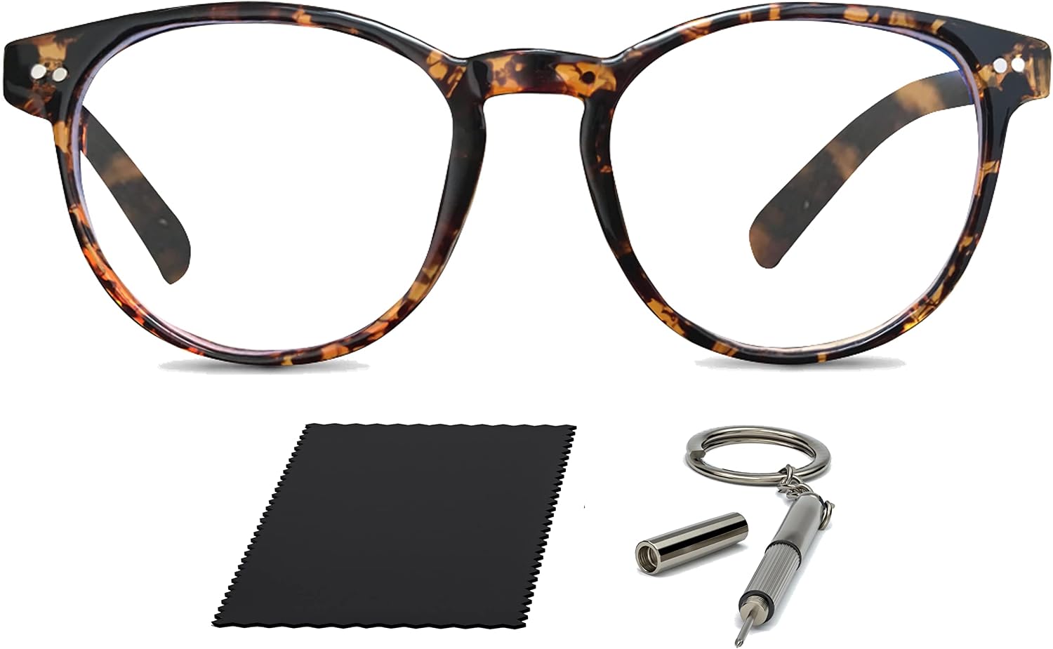 Premium 99.9% Blue Light Blocking Glasses - Reduce Headaches and Improve Sleep - UK Based Brand Round Tortoiseshell Frame