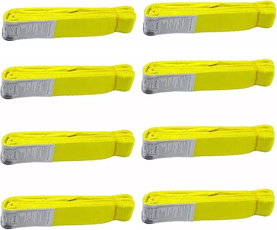 8 Pack 2" x 6' Polyester Lifting Slings, Twist Eye Web Slings, Lifting Strap for Hoist, Heavy Duty Rigging Straps, 3100 lbs Vertical Rigging Moving Towing Hoisting Work Gear