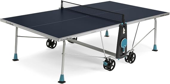 CORNILLEAU 200x - Outdoor Tischtennisplatte - Klappbar - Wetterfest - 5 mm Melaminharzplatte -Tischtennistisch für draußen - Turniermaße - Blau oder Grau