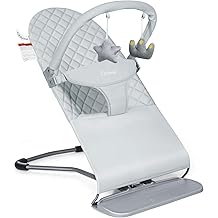 Orzbow Baby Bouncer, Portable Baby Bouncer Seat for 0-18 Months Up to 20 lbs - 3 Recline Positions, Foldable Infant Bouncy Seat with Removable Play Bar, Ergonomic Design, Grey