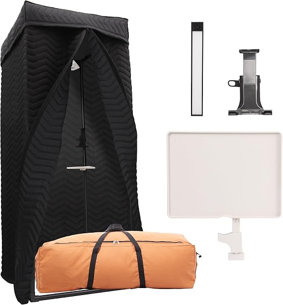 Pro Vocal Booth | Portable Sound Isolation Booth for Crystal-Clear Recording - Ideal for Voice Over, Podcasts, Singing | Quick Setup & Mobile Home Studio with Travel Bag