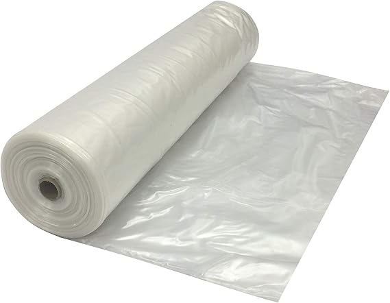 Farm Plastic Supply - Clear Plastic Sheeting - 8 mil - (5' x 100') - Thick Plastic Sheeting, Heavy Duty Polyethylene Film, Drop Cloth Vapor Barrier Covering for Crawl Space