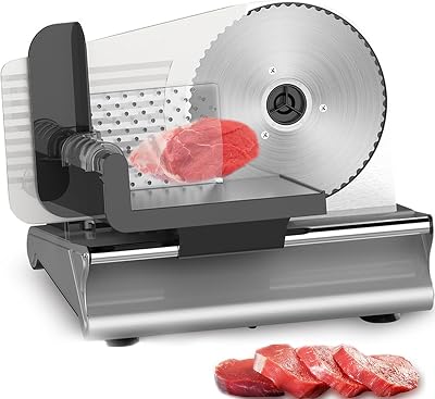Meat Slicer Electric Deli Food Slicer,Removable 7.5Stainless Steel Blade and Food Carriage, Adjustable Thickness Food Slicer Machine for Meat, Cheese, Bread,220V