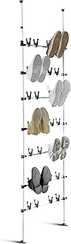 WENKO Telescopic Atlas free standing Shoe Rack, Shoe organizer, Shoe Storage, Shoe Shelf, Shoe Stand (W x H x D): 26.97 x 39.37-118.11 x 3.35 in, White