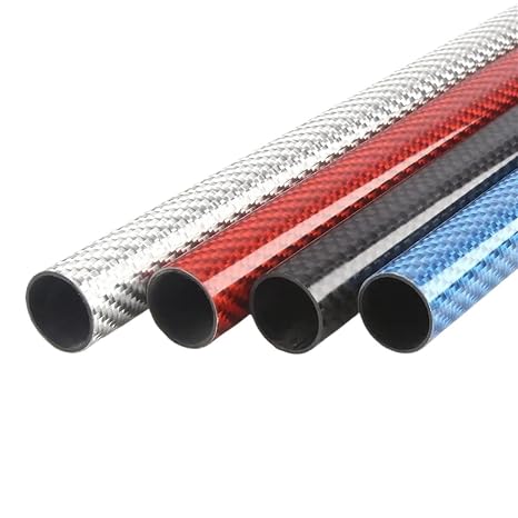 2Pcs/lot 500mm Carbon Fiber Tube 3K Glossy Surface Blue Red Silver Diameter 10mm 12mm 14mm 16mm 18mm 20mm 22mm 24mm 26mm 28mm(26x24mm Red)