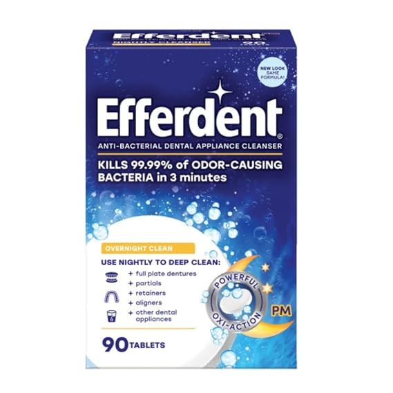 Efferdent PM Overnight Anti-Bacterial Denture Cleanser Tablets 90 ct (Pack of 1)