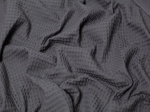 Medium Cotton Waffle Fabric Dark Grey - per Yard