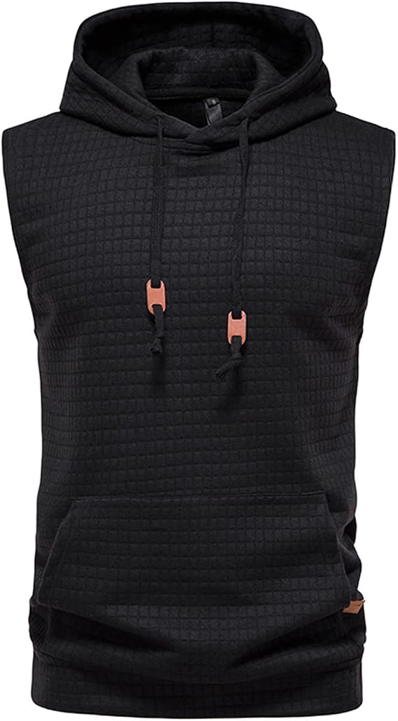 Mens Summer Shirts Causal Drawstring Solid Hooded Sweatshirt Spring Sleeveless Hoodie Pullover Tank Tops 2023
