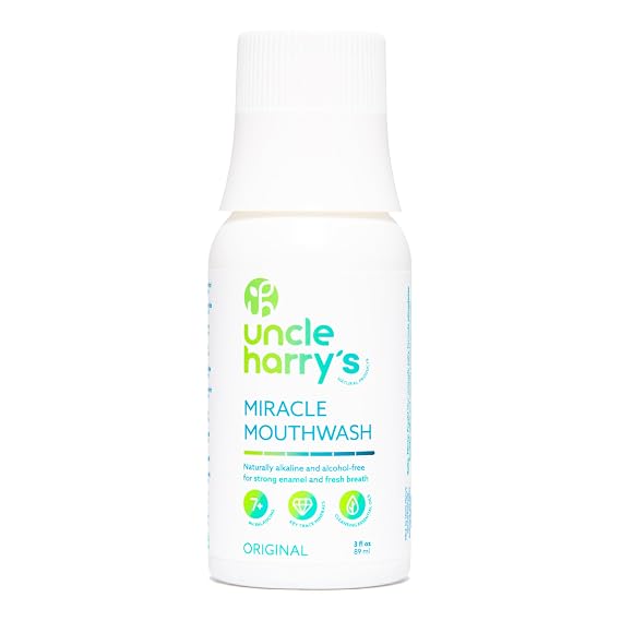 Uncle Harry's Natural Alkalizing Miracle Mouthwash | Adult & Kids Mouthwash for Bad Breath | pH Balanced Oral Care Mouth Wash & Mouth Rinse (3 fl oz)