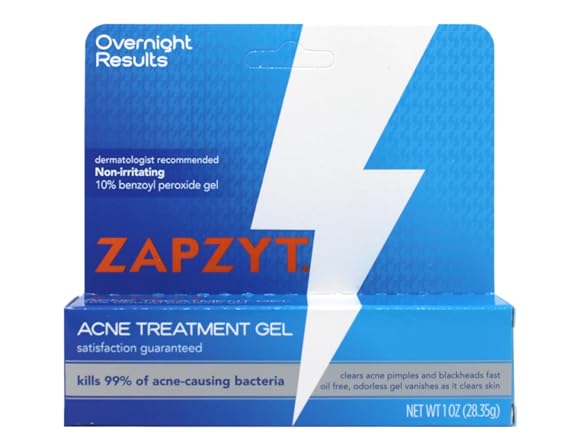 Zapzyt Maximum Strength 10% Benzoyl Peroxide Acne Treatment Gel 1 oz.